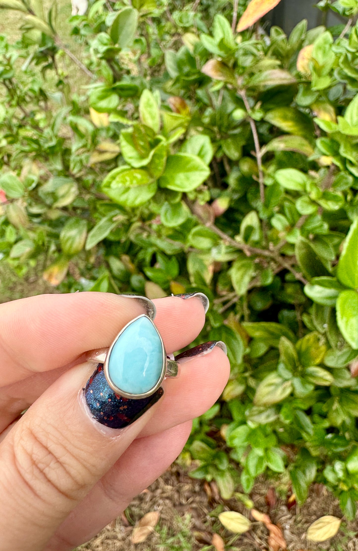 Elegant Larimar Sterling Silver Ring Size 6 - Natural Gemstone Ring for Healing, Fashion, and Gift Giving