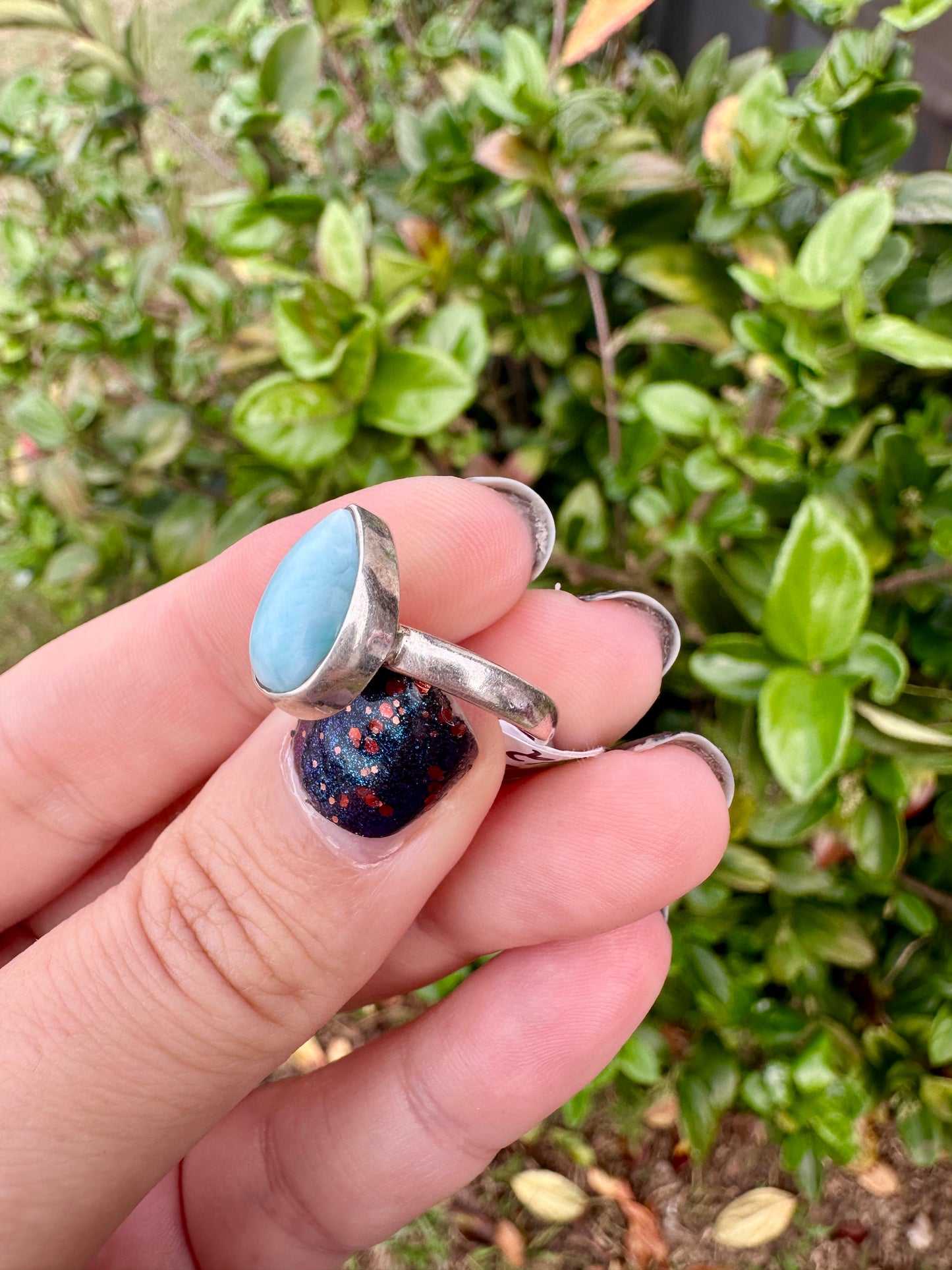 Elegant Larimar Sterling Silver Ring Size 6 - Natural Gemstone Ring for Healing, Fashion, and Gift Giving