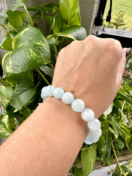 Luxurious Aquamarine Bracelet with 12mm Beads - Embrace Calmness and Courage, An Elegant Accessory for Serenity and Style