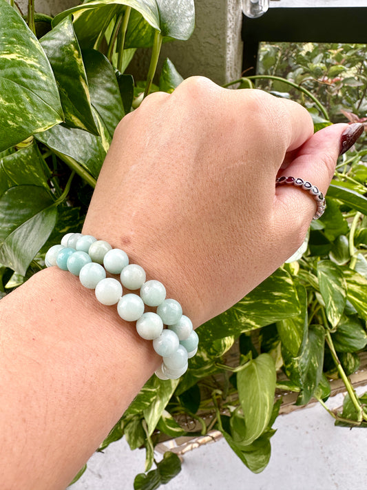 Chic Amazonite Bracelet with 8mm Beads - Embrace Calmness & Harmony, Perfect Accessory for Daily Wear or Meditation
