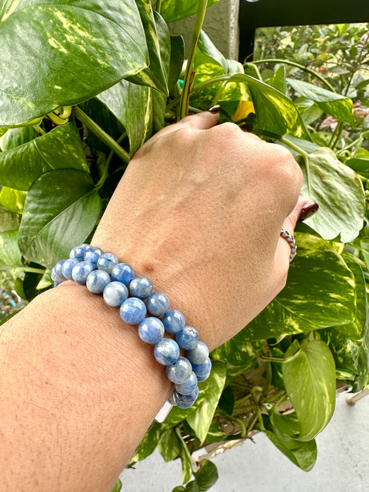 Kyanite Bracelet 8mm: Luxurious Deep Blue Bead Jewelry, Promotes Communication & Harmony, Elegant Accessory for Energy Alignment