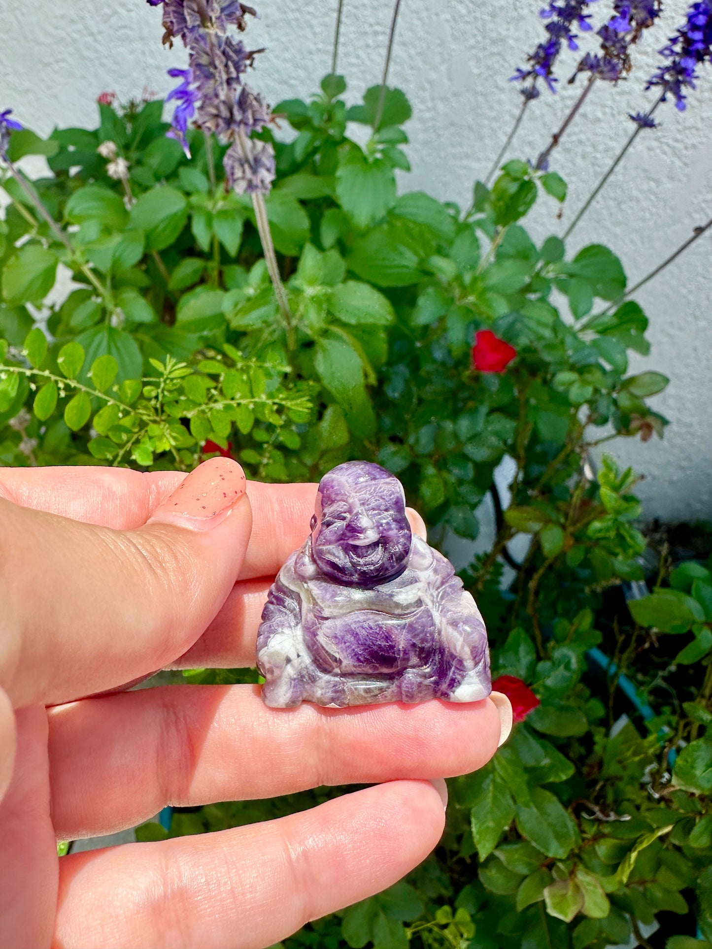 Dream Amethyst Buddha Carving: Serene Meditation Aid, Rich Purple Tones, Enhances Spiritual Decor, Perfect Zen Gift