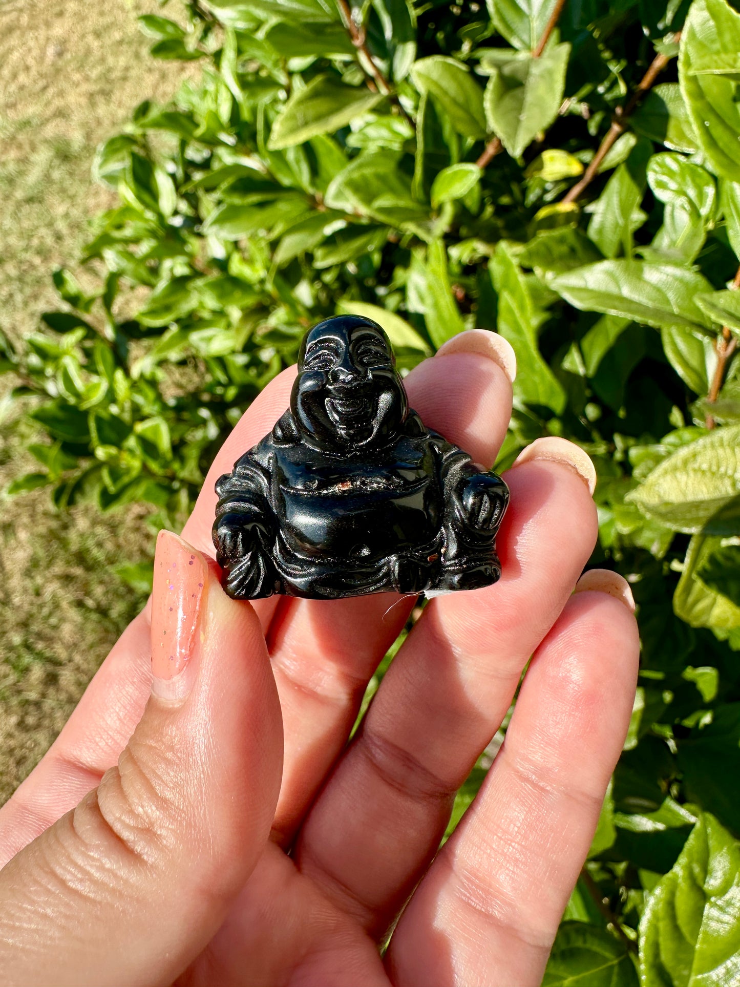 Black Obsidian Buddha Carving: Elegant Protection Symbol, Ideal for Meditation Spaces, Deep Reflective Finish