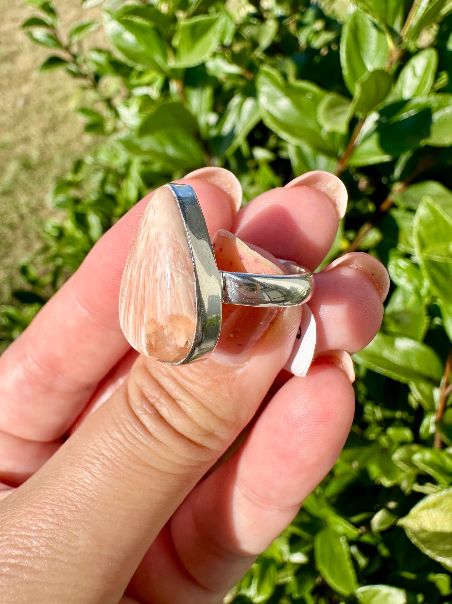 Elegant Sterling Silver Scolecite Ring - Size 8: Unique High Vibration Stone, Perfect for Spiritual Enhancement, Stylish Design