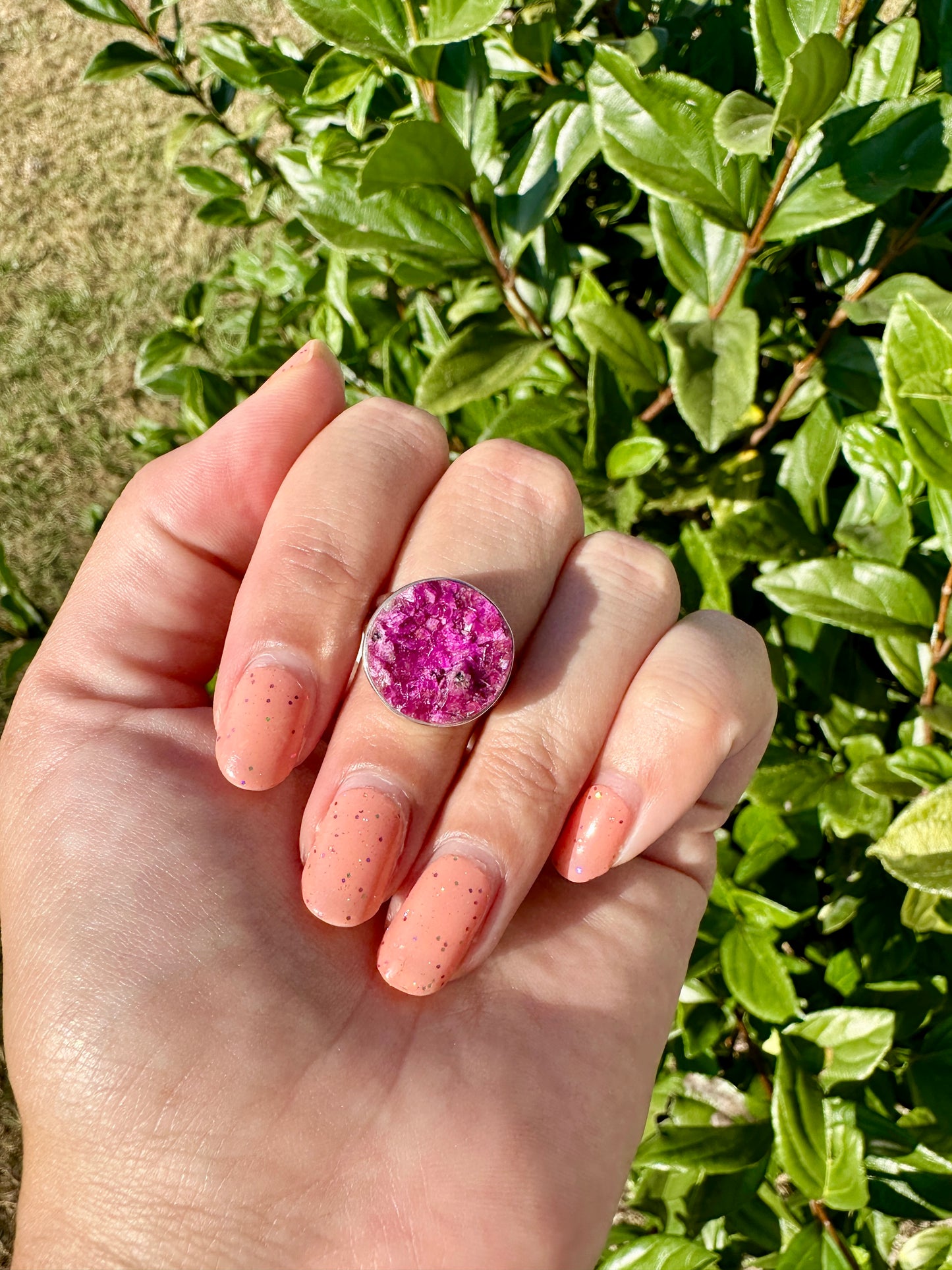 Cobaltoan Calcite Sterling Silver Ring Size 8 - Vibrant Pink Gemstone Jewelry for Love and Healing, Elegant Accessory