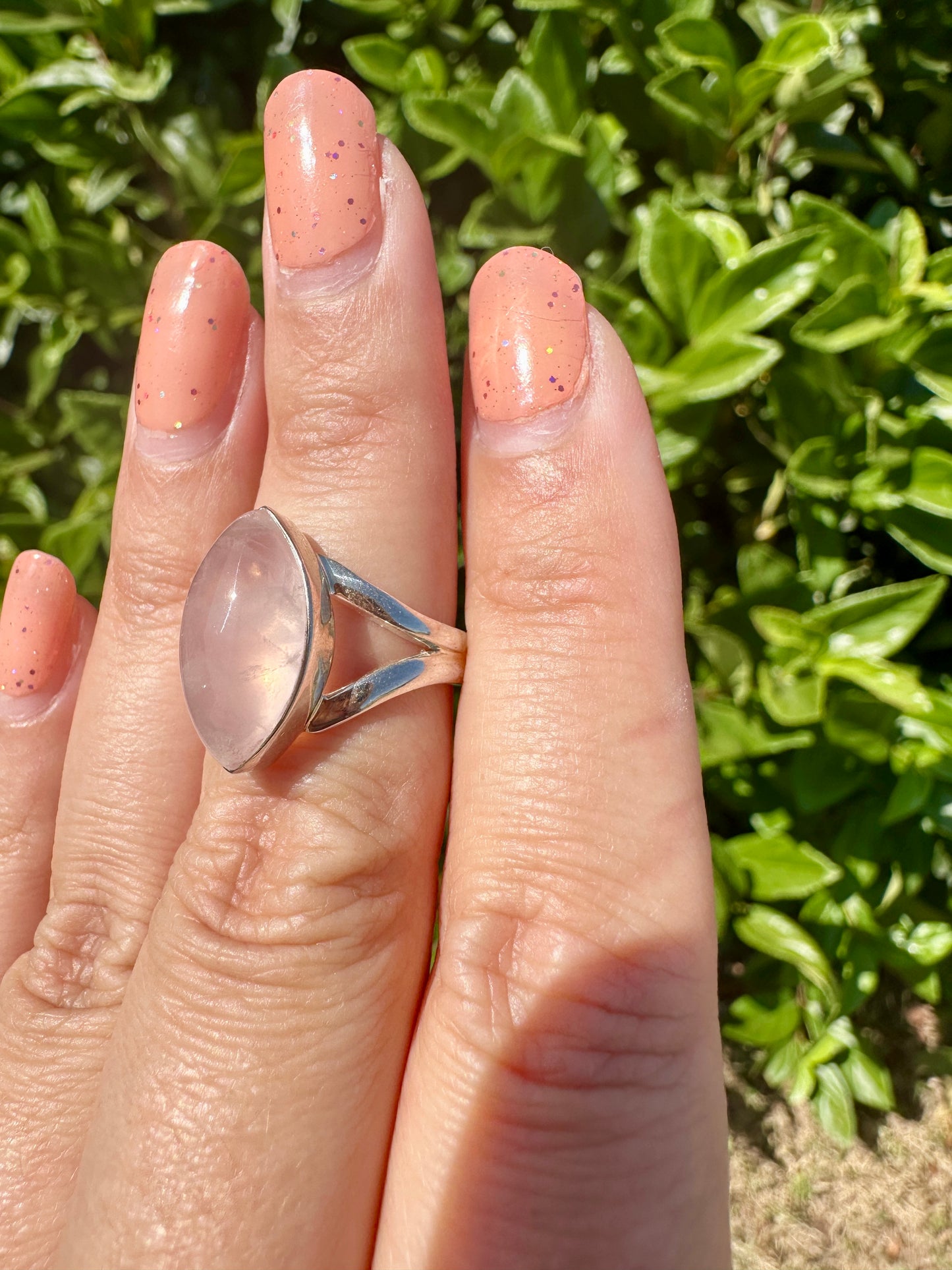 Rose Quartz Sterling Silver Ring, Elegant Size 6.5 Rose Quartz Gemstone Ring, Perfect Gift for Her, Handcrafted Pink Quartz Jewelry