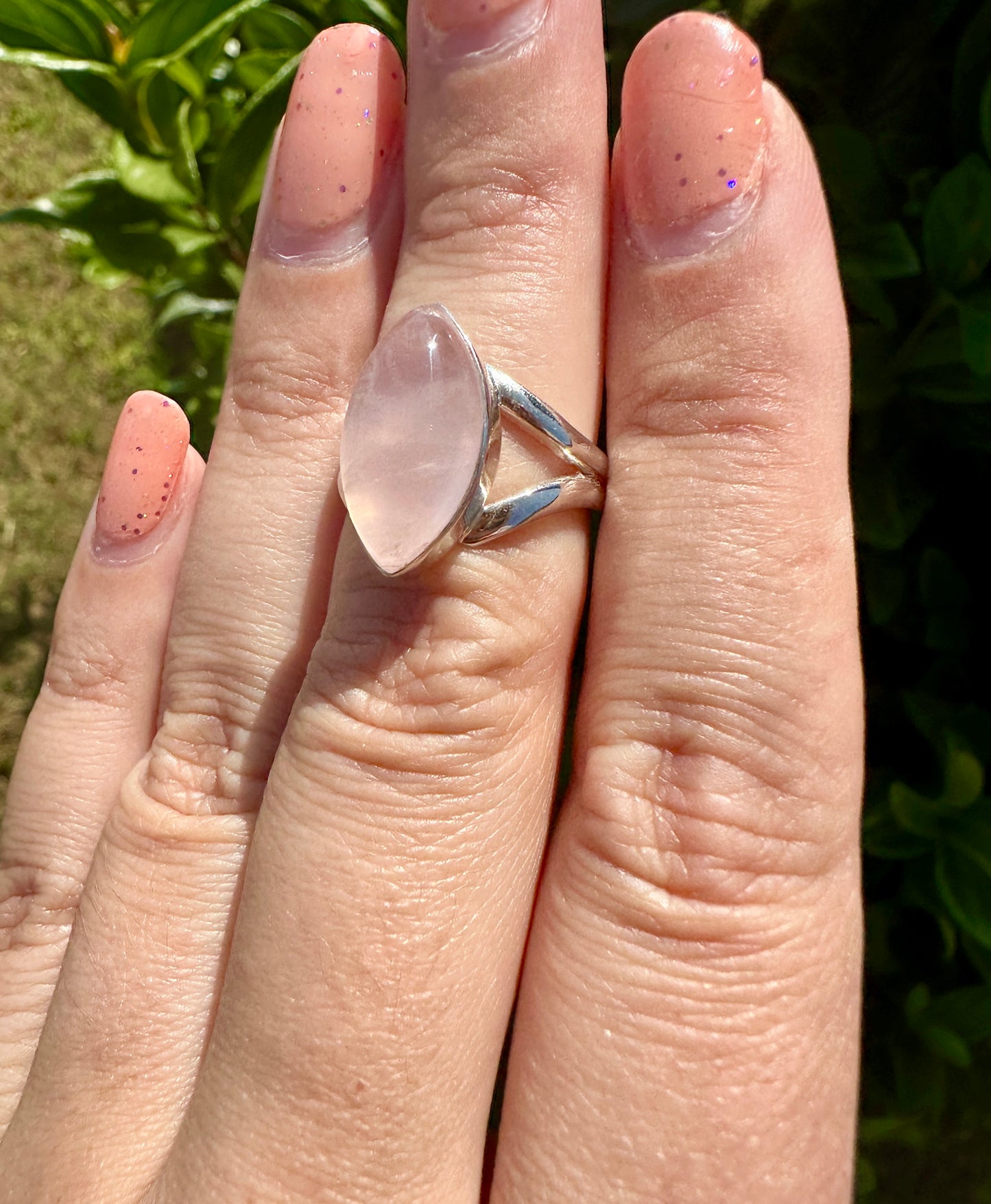 Rose Quartz Sterling Silver Ring, Elegant Size 6.5 Rose Quartz Gemstone Ring, Perfect Gift for Her, Handcrafted Pink Quartz Jewelry