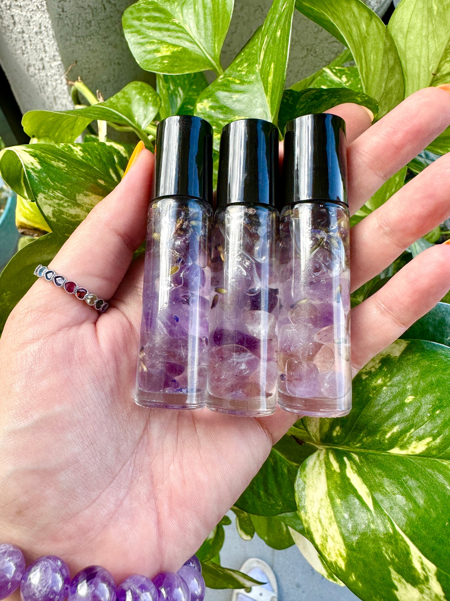 Anxiety Be Gone: Crystal-Infused Lavender Essential Oil Roller - Natural Perfume for Anxiety & Stress Relief, A Calming Blend for Peace and Tranquility