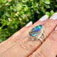 Paua Shell Sterling Silver Ring, Iridescent Abalone Ring for Women, Boho Shell Jewelry Size 6.25, Nature-Inspired Gift for Her