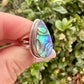 Paua Shell Sterling Silver Ring, Iridescent Abalone Ring for Women, Boho Shell Jewelry Size 6.25, Nature-Inspired Gift for Her