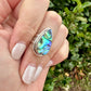 Paua Shell Sterling Silver Ring, Iridescent Abalone Ring for Women, Boho Shell Jewelry Size 6.25, Nature-Inspired Gift for Her