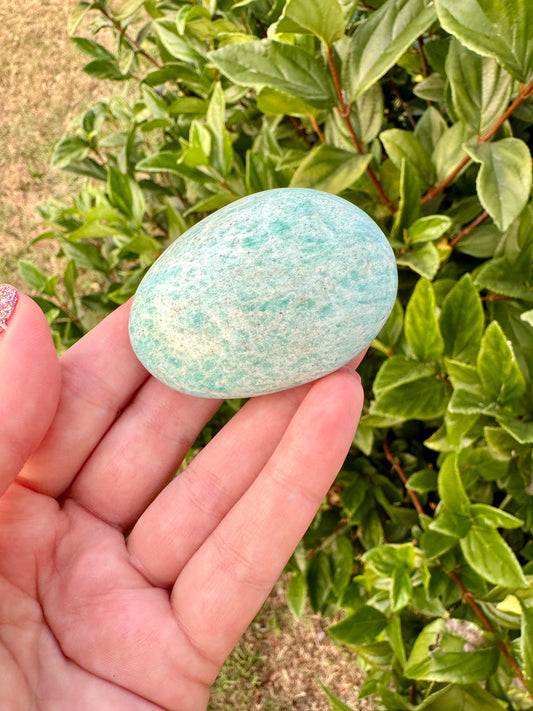 Amazonite Palm Stone, Smooth Polished Amazonite, Calming Energy Stone, Healing Crystal for Stress Relief, Meditation Aid, Pocket Stone