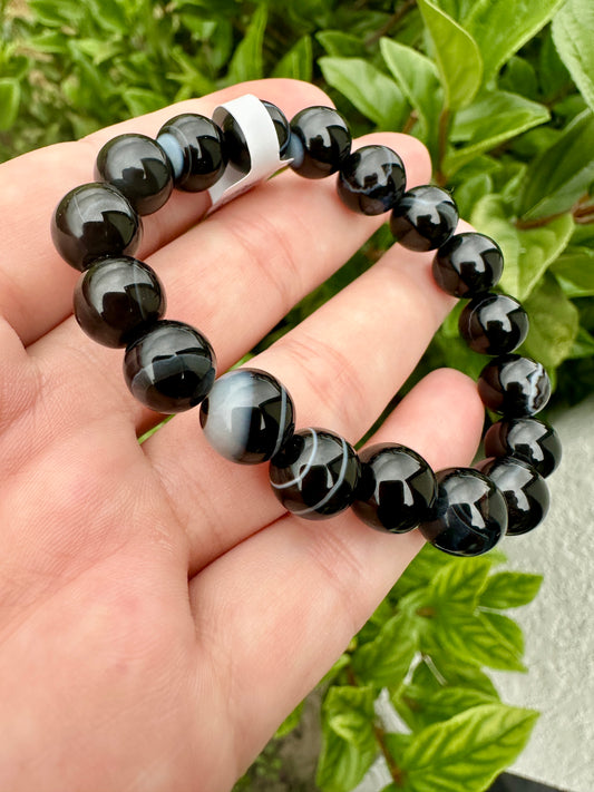 Elegant Black Onyx Bracelet with 10mm Beads - A Powerful Protector and Style Statement, Perfect for Daily Wear and Energy Work