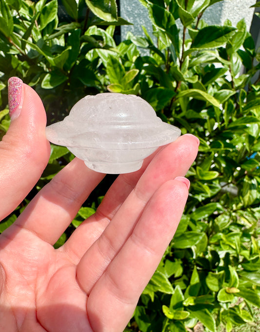 Clear Quartz UAP (UFO Spaceship) Crystal - Mystical Energy Enhancer for Cosmic Connection and Enlightenment, Unique Decor