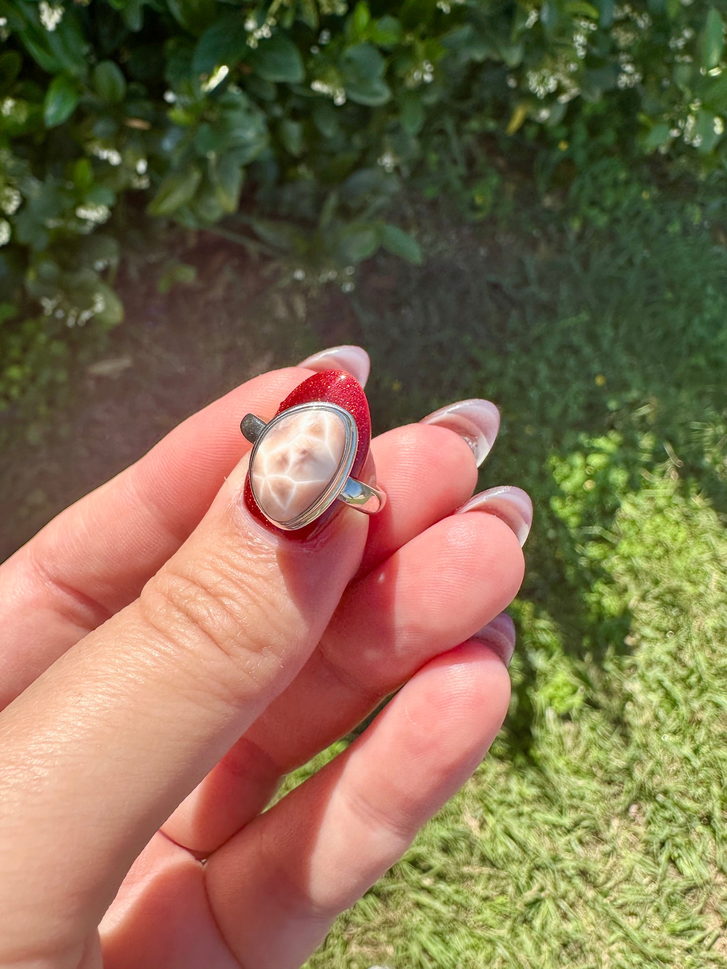 Sterling Silver Natrolite Ring Size 6.25, Unique Gemstone Ring, Rare Crystal Jewelry, Elegant Handmade Statement Ring, Gift for Her