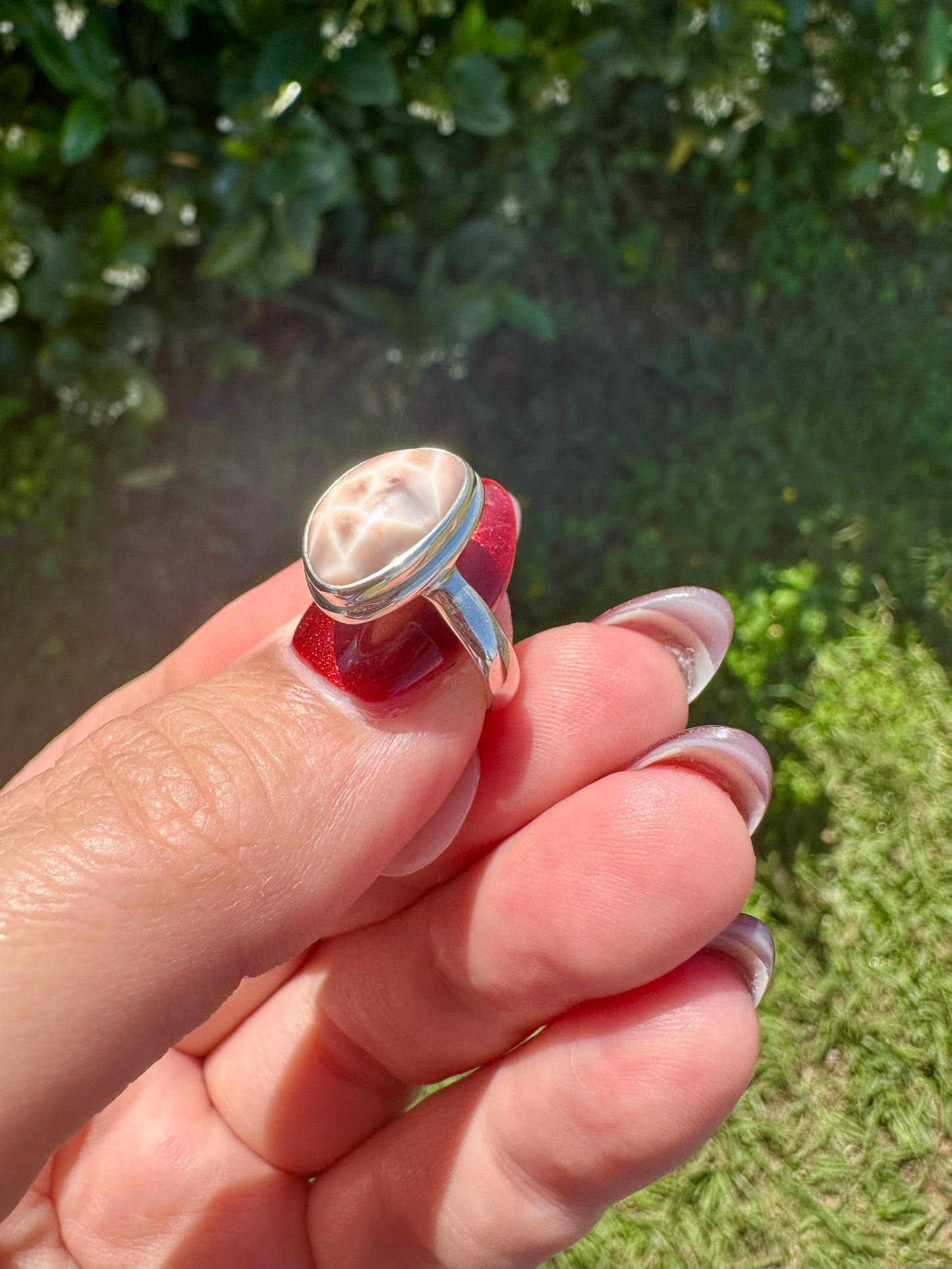 Sterling Silver Natrolite Ring Size 6.25, Unique Gemstone Ring, Rare Crystal Jewelry, Elegant Handmade Statement Ring, Gift for Her