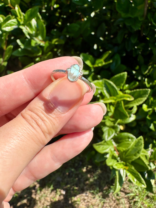 Enchanting Hamsa Labradorite Ring Size 6 - Mystical Protection and Intuition in Sterling Silver