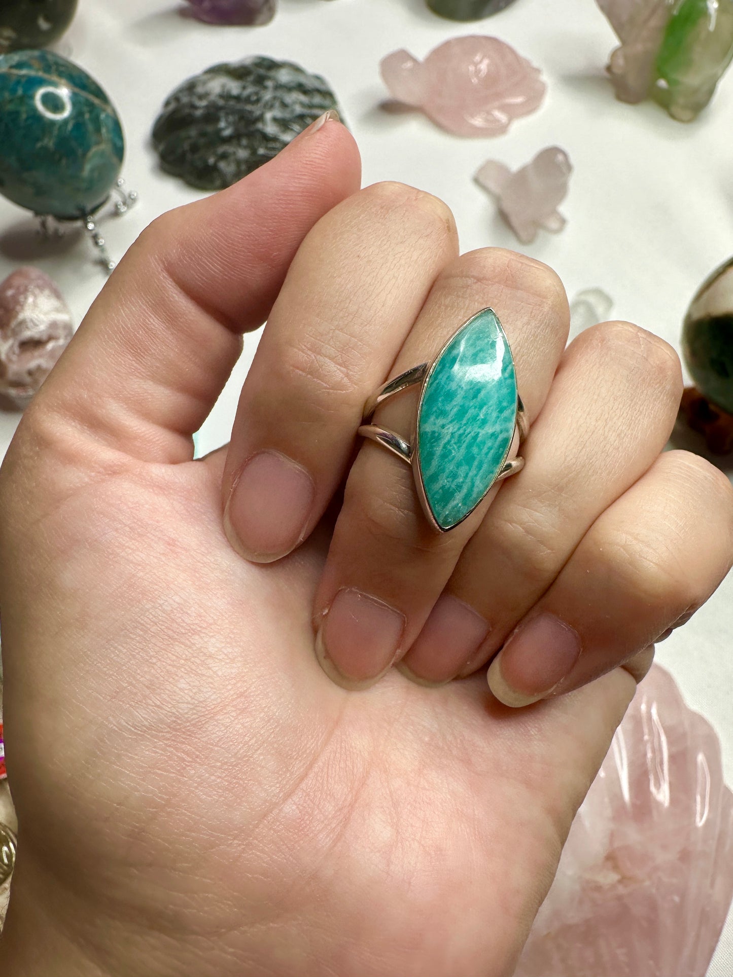 Stunning Amazonite Ring in Sterling Silver, Size 8.5 - Elegant Handcrafted Gemstone Jewelry, Perfect Gift for Special Occasions