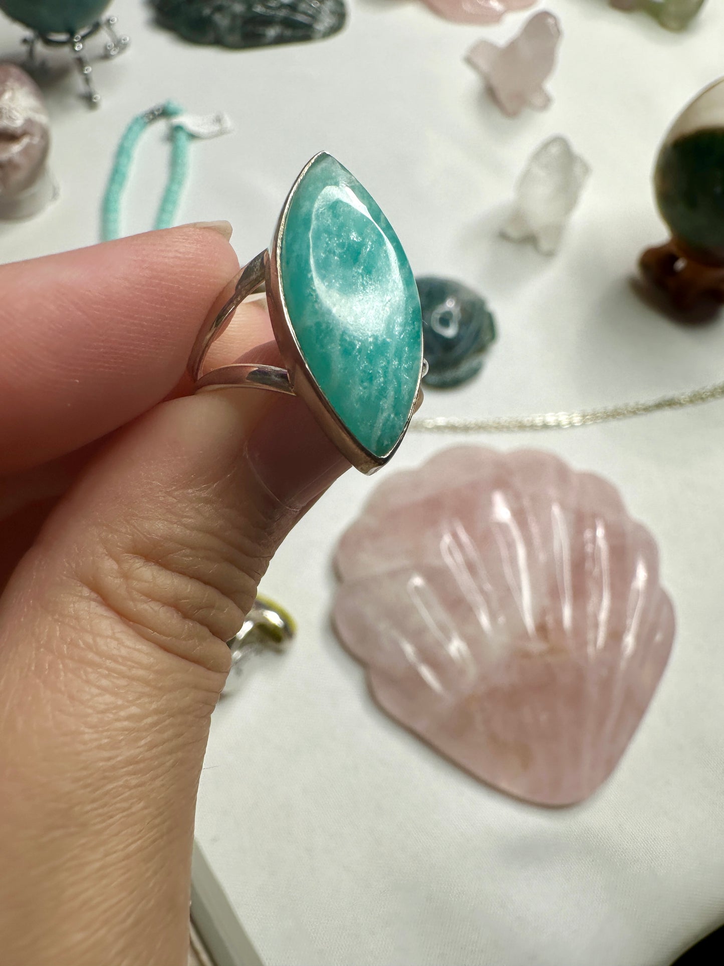 Stunning Amazonite Ring in Sterling Silver, Size 8.5 - Elegant Handcrafted Gemstone Jewelry, Perfect Gift for Special Occasions