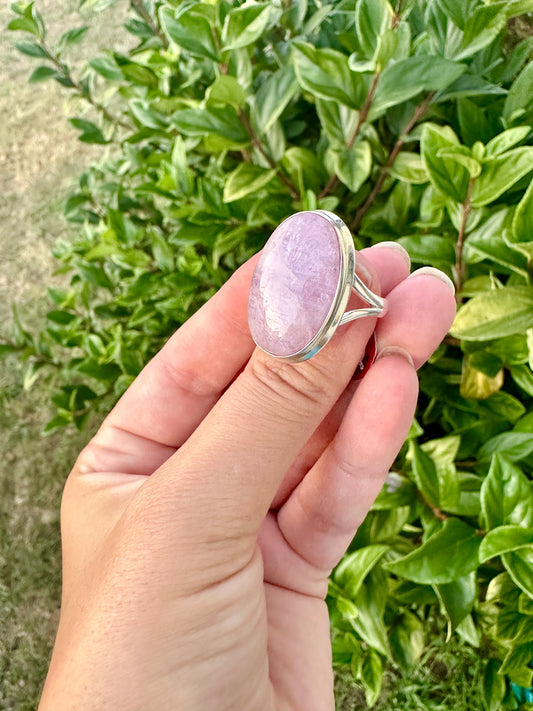 Kunzite Size 10.25 Ring in Sterling Silver - A Statement of Sophistication and Style, Perfect for Everyday Glamour or Special Events