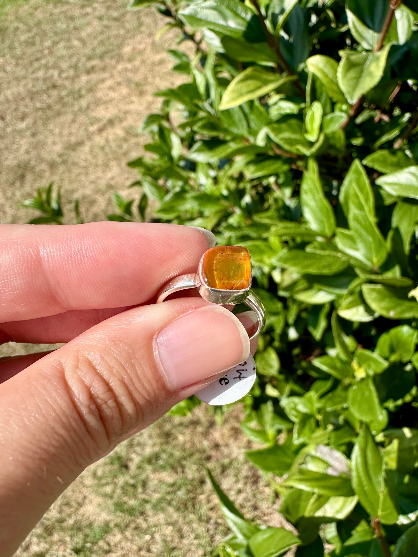 Handcrafted Baltic Amber Sterling Silver Ring - Size 8 UV Reactive Gemstone - Unique Artisan Jewelry - Perfect Gift for Her