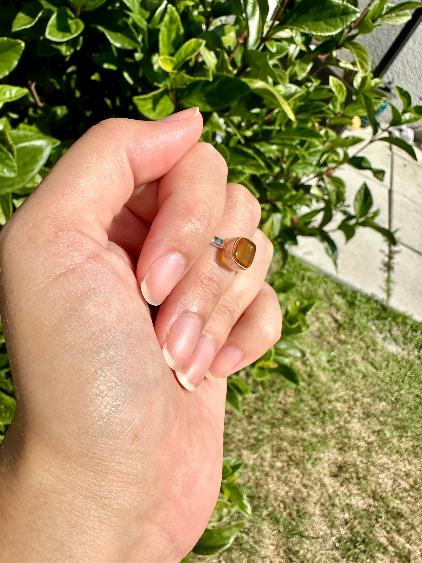 Handcrafted Baltic Amber Sterling Silver Ring - Size 8 UV Reactive Gemstone - Unique Artisan Jewelry - Perfect Gift for Her