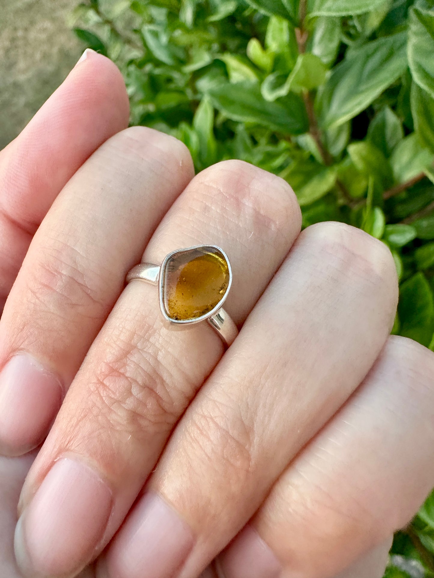 Baltic Amber Sterling Silver Ring - Size 6 UV Reactive Gemstone - Unique Artisan Jewelry - Perfect Gift for Her