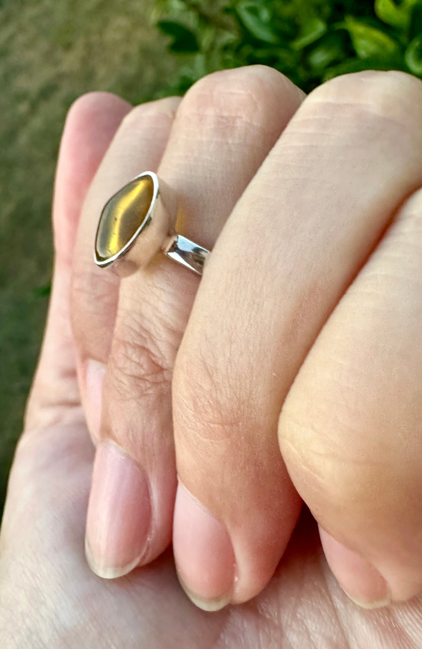 Baltic Amber Sterling Silver Ring - Size 6 UV Reactive Gemstone - Unique Artisan Jewelry - Perfect Gift for Her