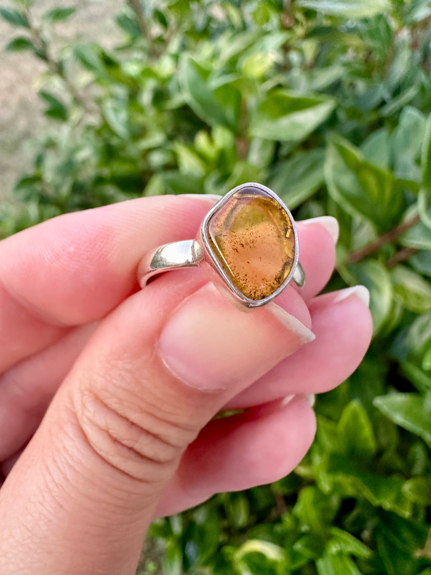 Baltic Amber Sterling Silver Ring - Size 6 UV Reactive Gemstone - Unique Artisan Jewelry - Perfect Gift for Her