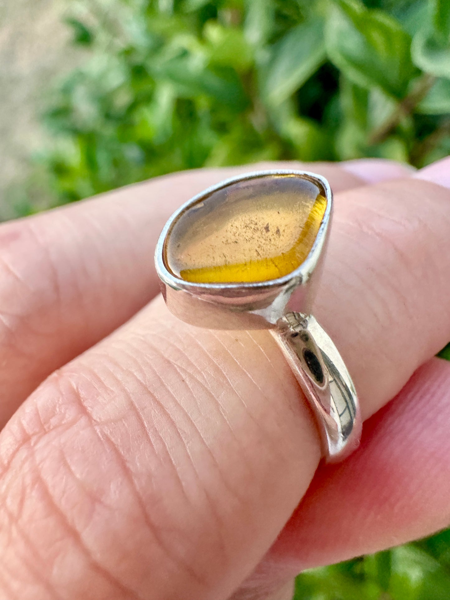 Baltic Amber Sterling Silver Ring - Size 6 UV Reactive Gemstone - Unique Artisan Jewelry - Perfect Gift for Her