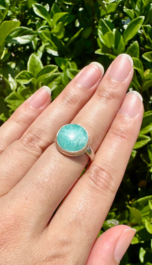 Stunning Amazonite Ring in Sterling Silver, Size 9 - Elegant Handcrafted Gemstone Jewelry, Perfect Gift for Special Occasions