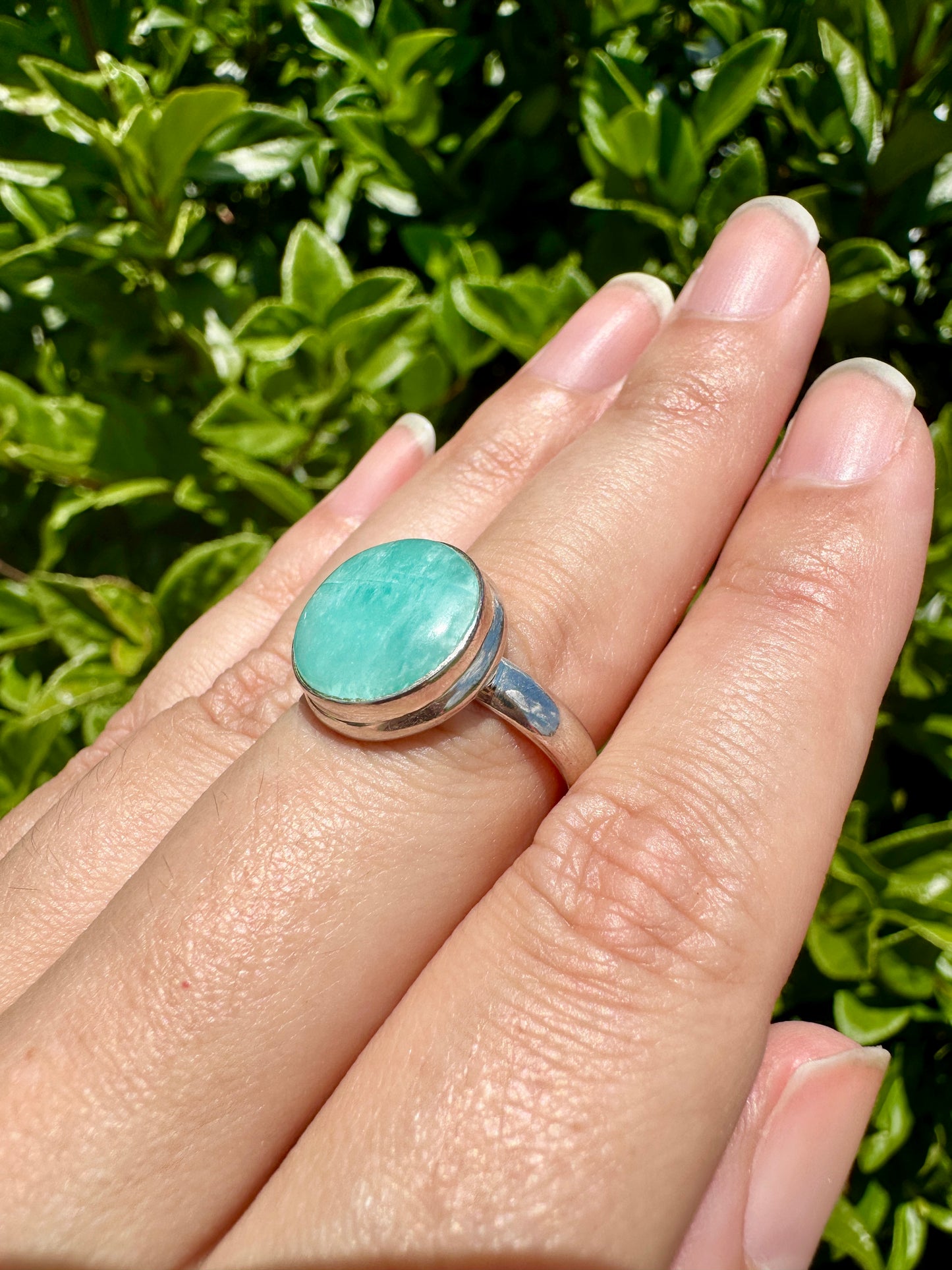 Stunning Amazonite Ring in Sterling Silver, Size 9 - Elegant Handcrafted Gemstone Jewelry, Perfect Gift for Special Occasions