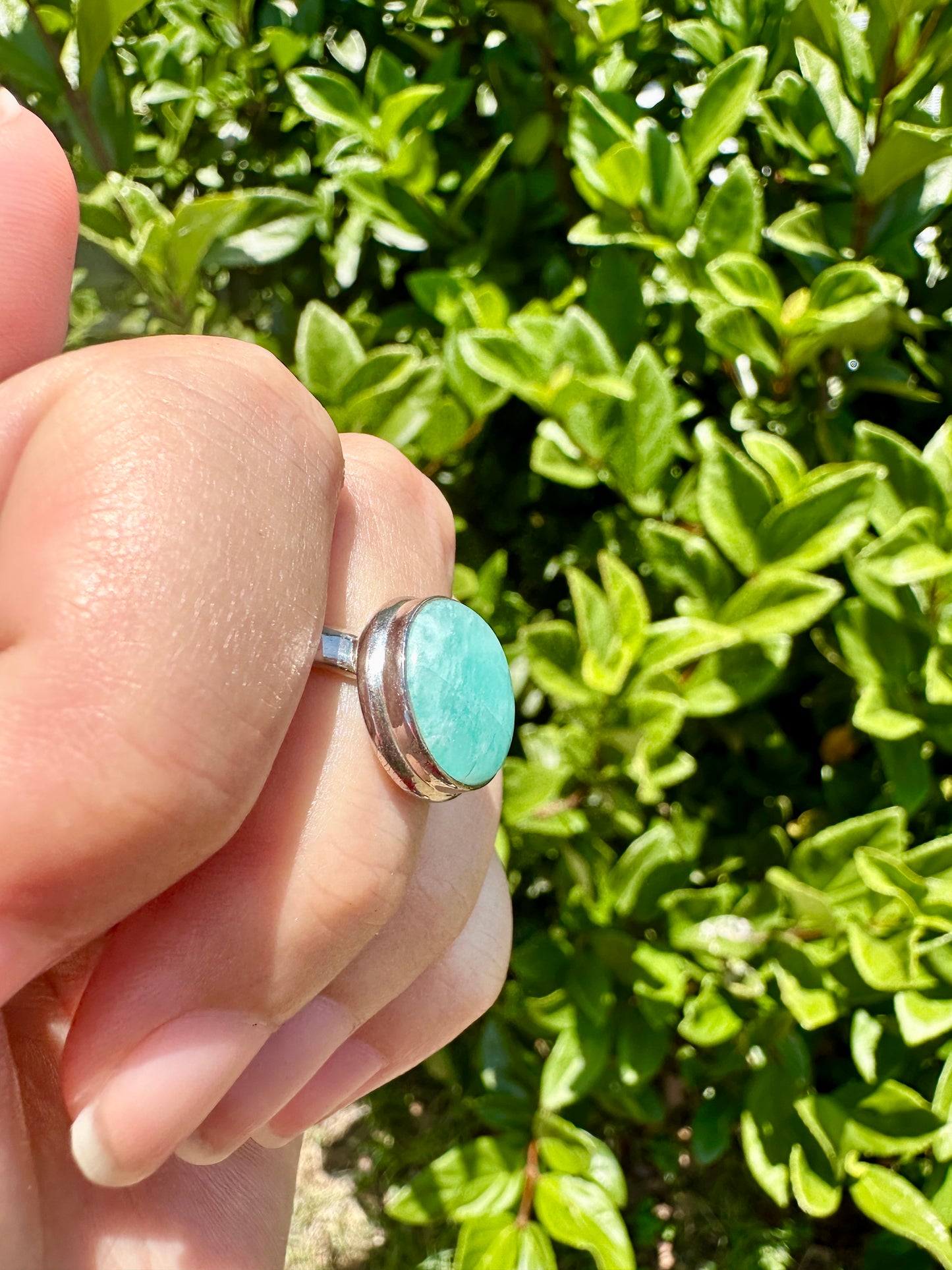 Stunning Amazonite Ring in Sterling Silver, Size 9 - Elegant Handcrafted Gemstone Jewelry, Perfect Gift for Special Occasions