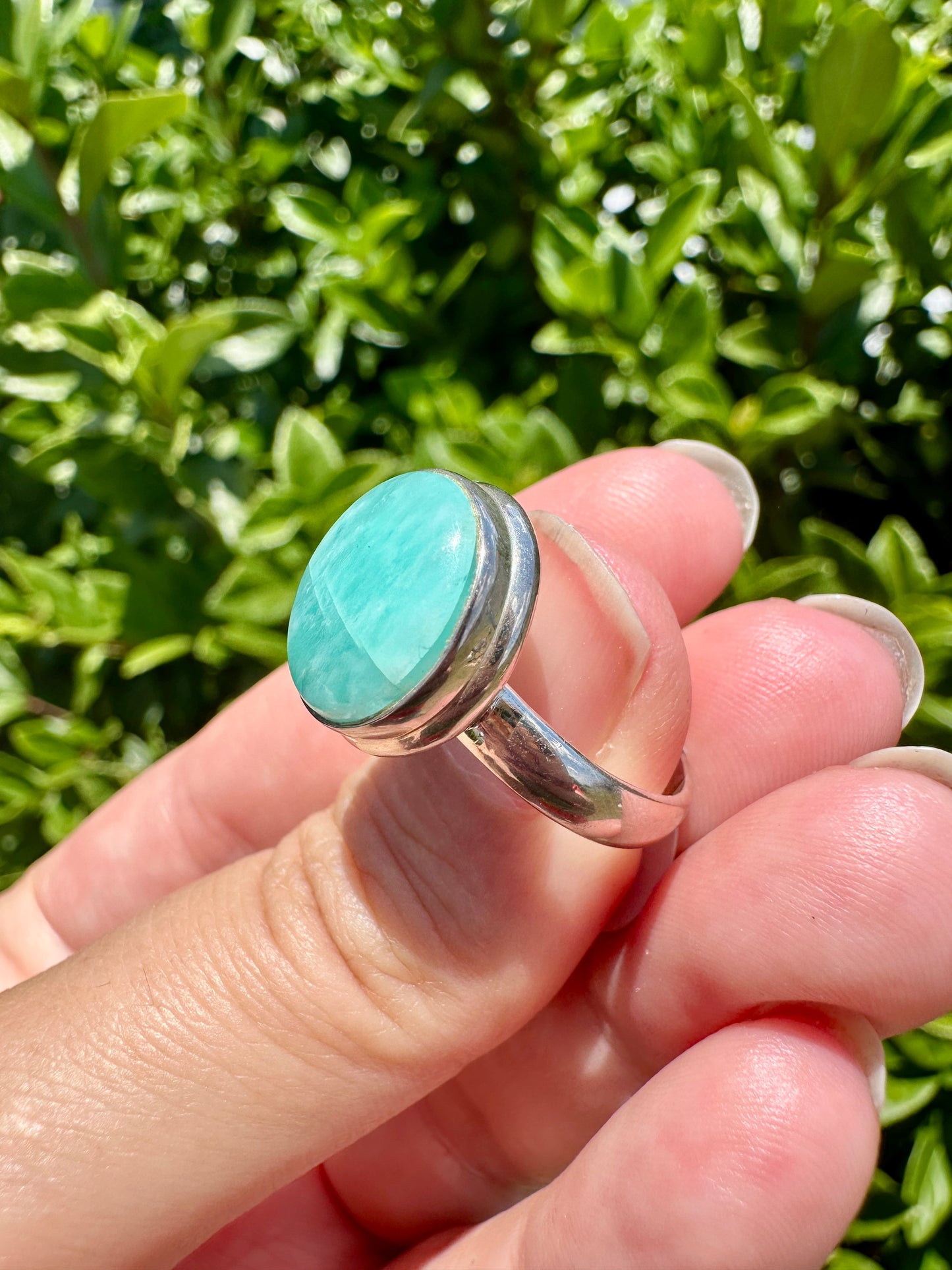 Stunning Amazonite Ring in Sterling Silver, Size 9 - Elegant Handcrafted Gemstone Jewelry, Perfect Gift for Special Occasions