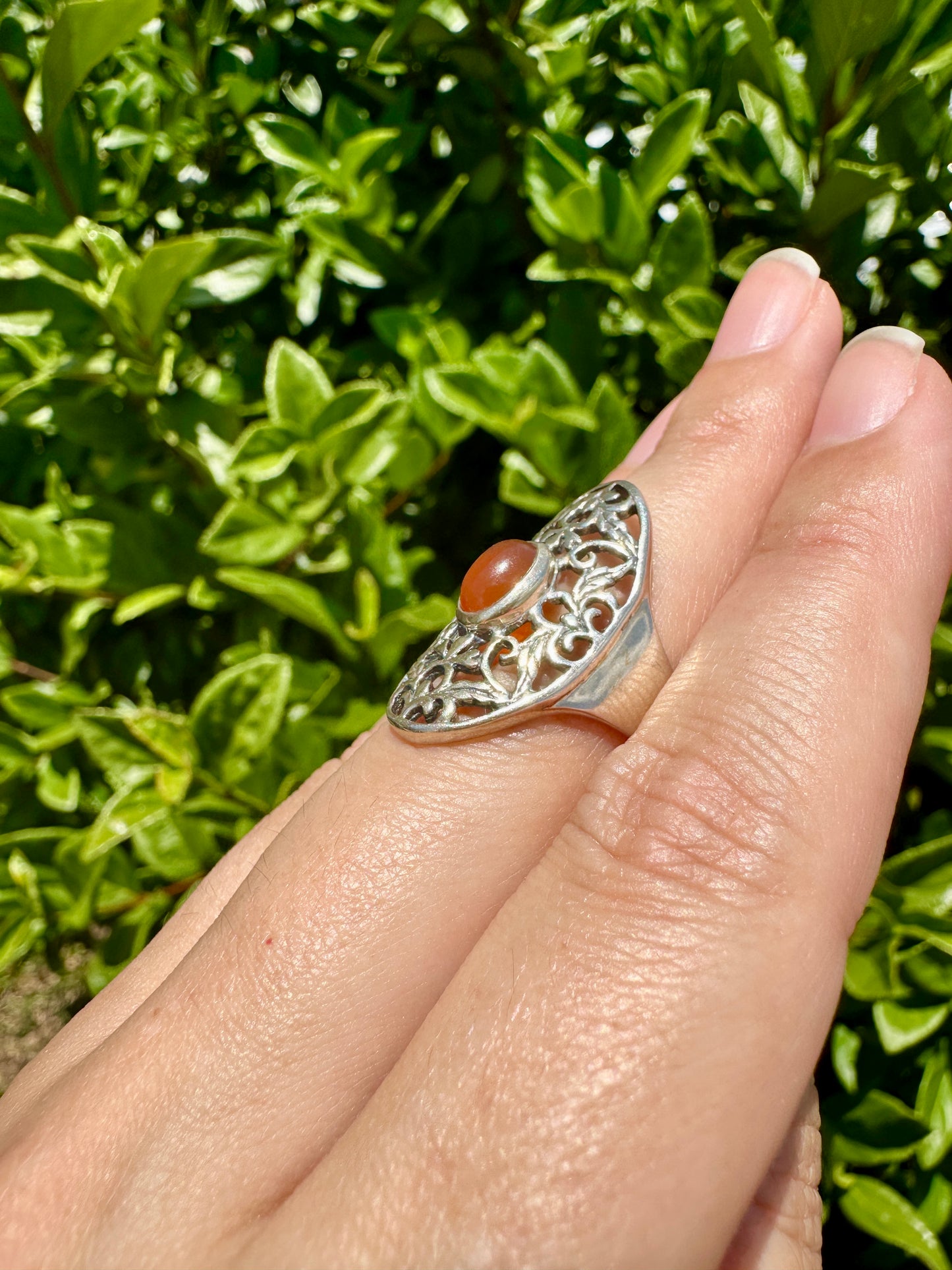 Elegant Sterling Silver Carnelian Ring Size 9 - Handcrafted Gemstone Jewelry for Women - Perfect for Special Occasions and Everyday Wear