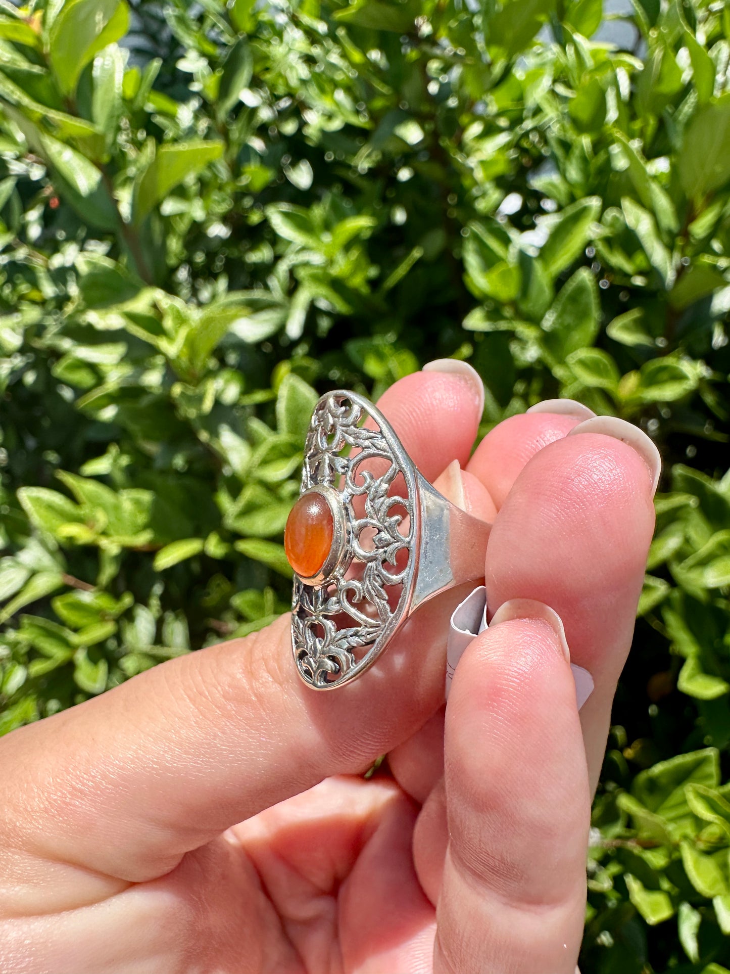 Elegant Sterling Silver Carnelian Ring Size 9 - Handcrafted Gemstone Jewelry for Women - Perfect for Special Occasions and Everyday Wear