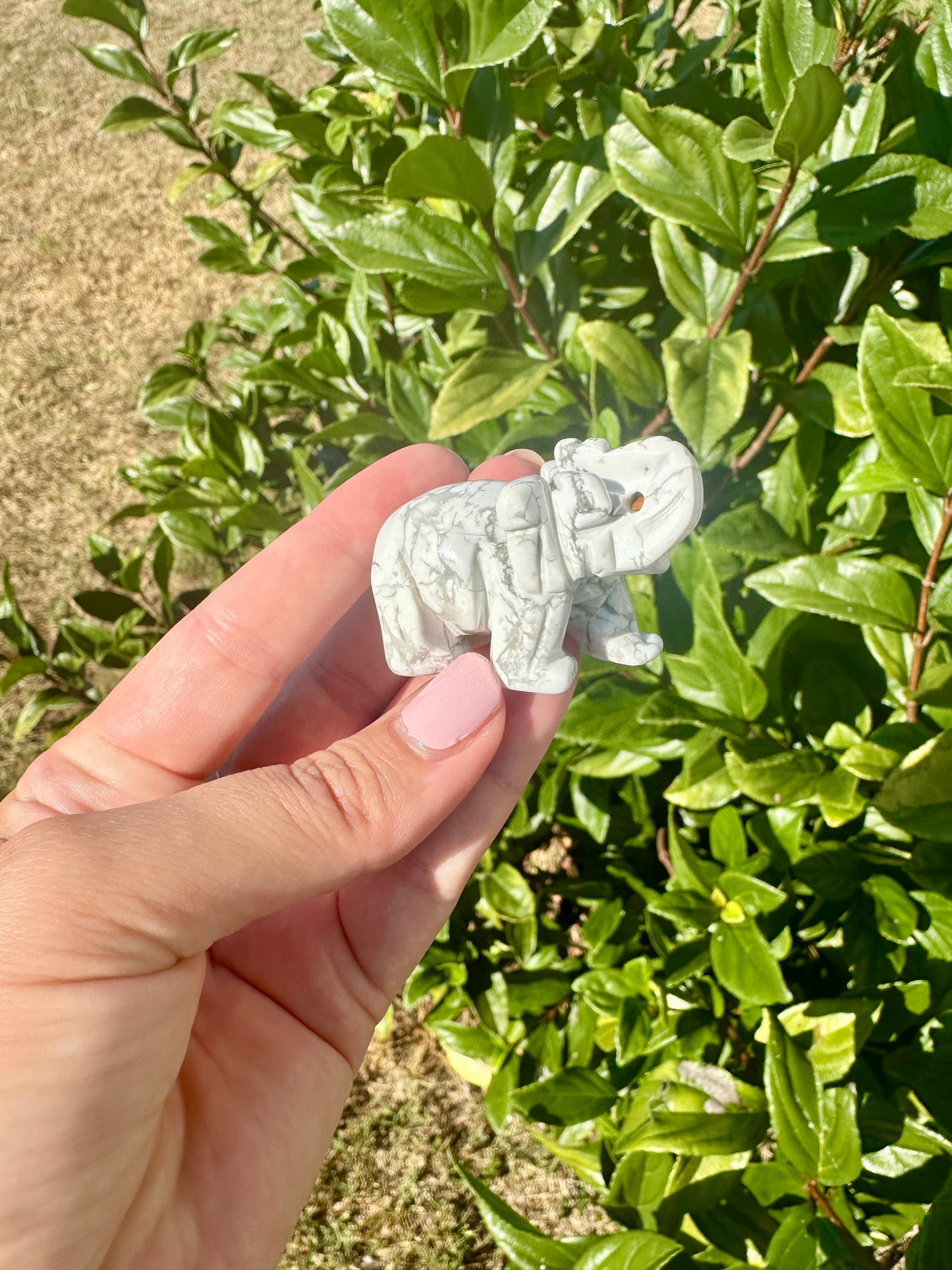 Beautiful Howlite Elephant Carving - Unique Healing Stone Sculpture for Home Decor and Positive Energy Gifts