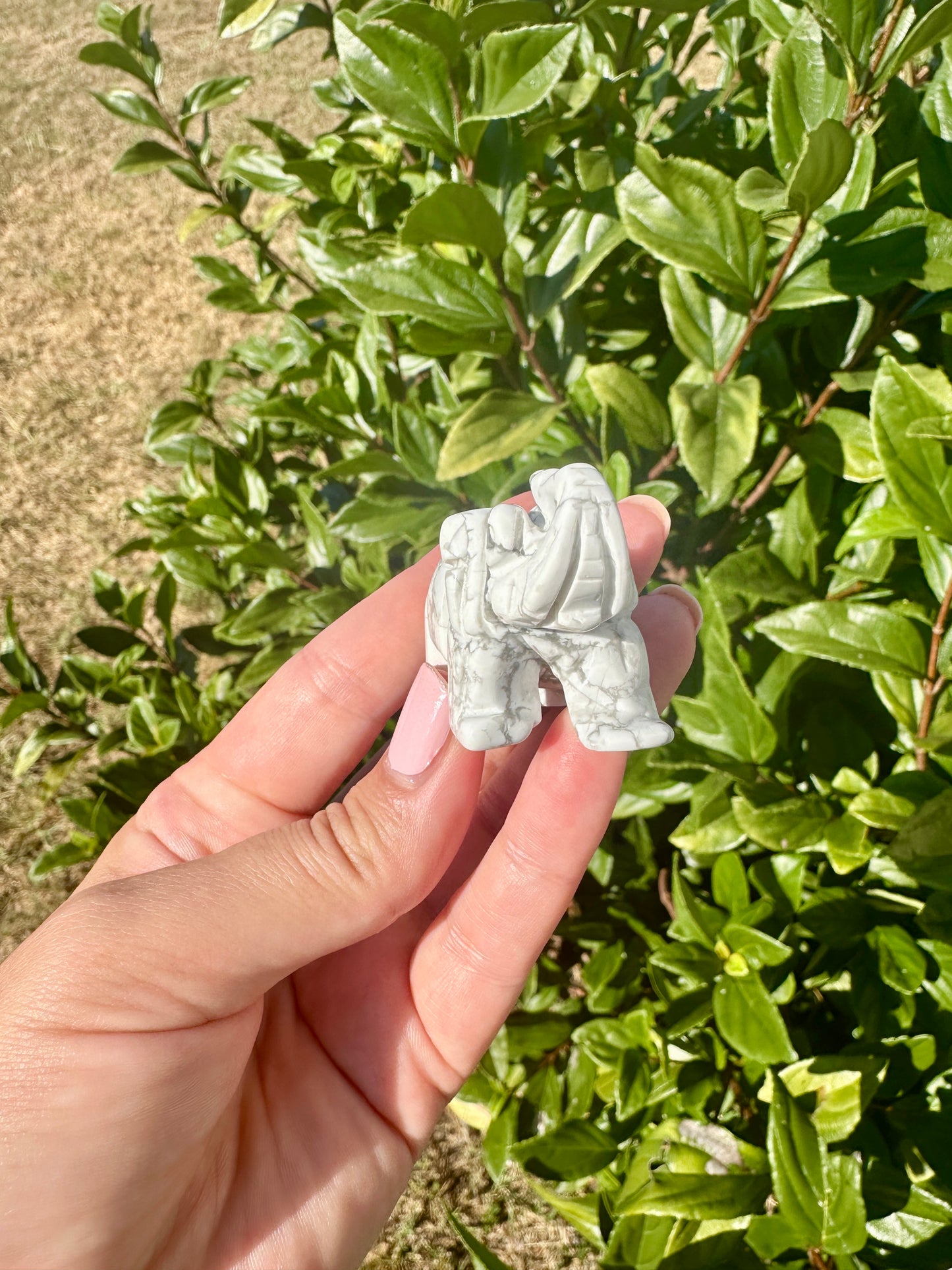 Beautiful Howlite Elephant Carving - Unique Healing Stone Sculpture for Home Decor and Positive Energy Gifts