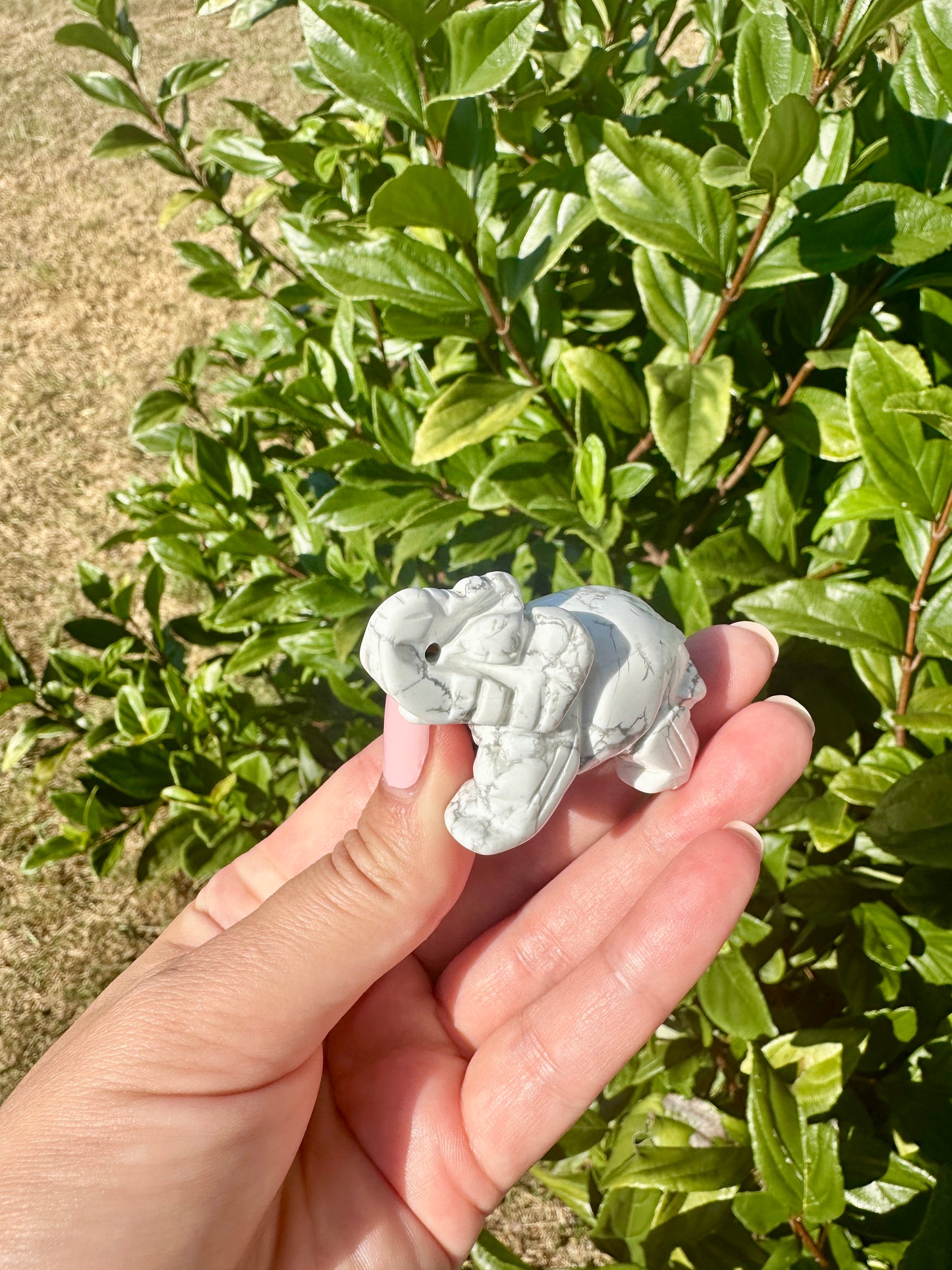 Beautiful Howlite Elephant Carving - Unique Healing Stone Sculpture for Home Decor and Positive Energy Gifts