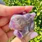 Dream Amethyst Rabbit Carving - Handcrafted Purple Crystal Bunny, Unique Gemstone Animal Figurine for Healing & Home Decor