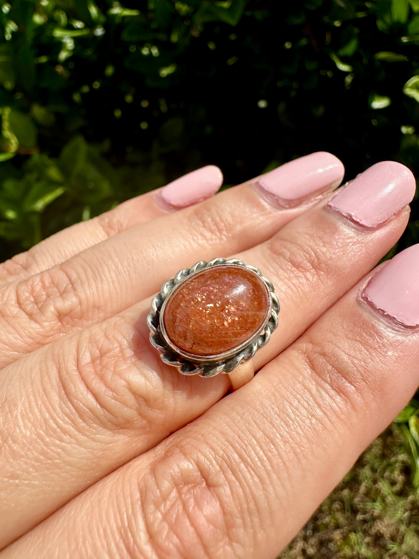 Sunstone Freeform Piece - Illuminate Sterling Silver Sunstone Ring Size 7 - Radiant Handcrafted Jewelry for Positivity and Joy, Perfect for Everyday Wear
