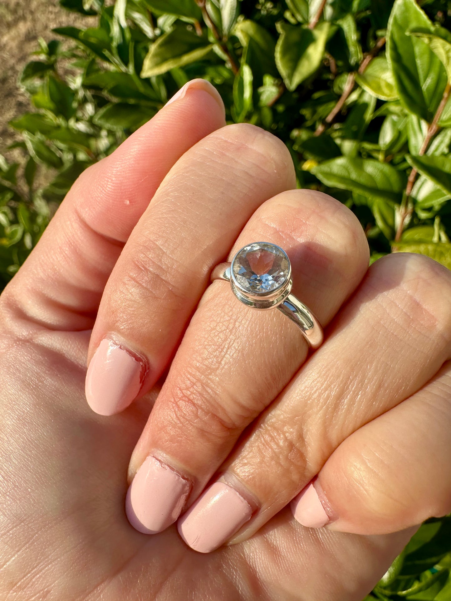 White Topaz Ring Size 7.25, Sterling Silver Topaz Engagement Ring, Elegant Solitaire Ring, April Birthstone Jewelry, Perfect Gift for Her