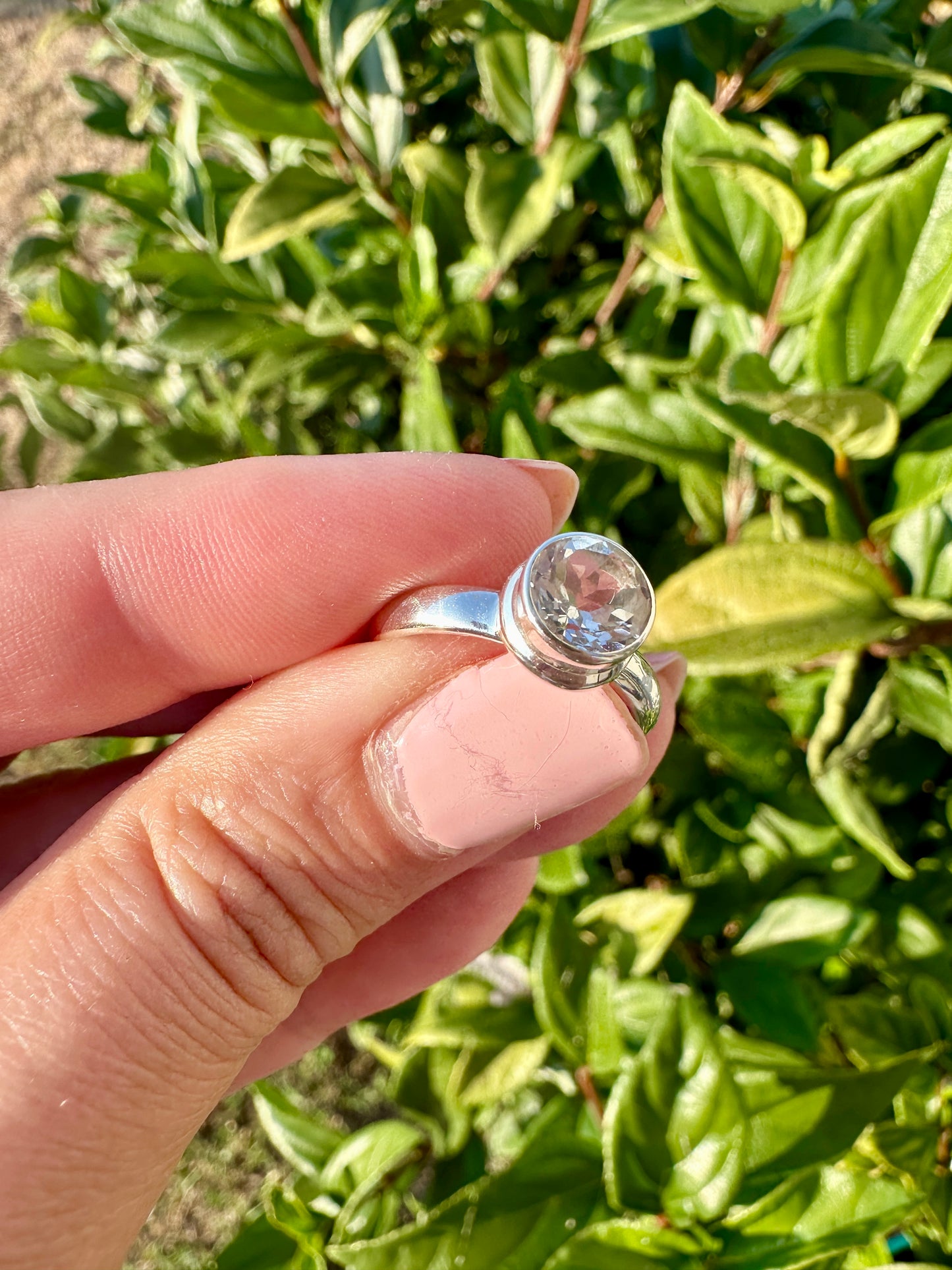 White Topaz Ring Size 7.25, Sterling Silver Topaz Engagement Ring, Elegant Solitaire Ring, April Birthstone Jewelry, Perfect Gift for Her