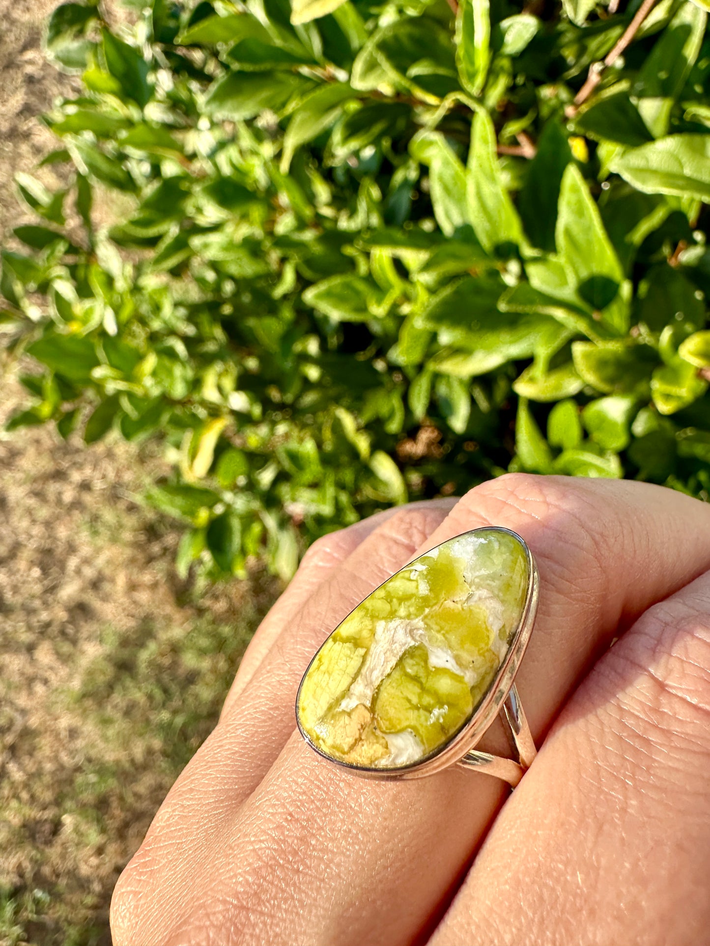 Handcrafted Lizardite Sterling Silver Ring Size 11, Unique Green Gemstone Jewelry, Elegant Women's Statement Ring, Natural Stone Ring, Gift for Her