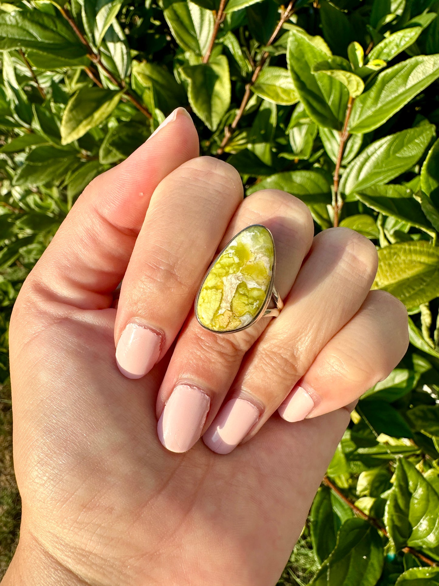 Handcrafted Lizardite Sterling Silver Ring Size 11, Unique Green Gemstone Jewelry, Elegant Women's Statement Ring, Natural Stone Ring, Gift for Her