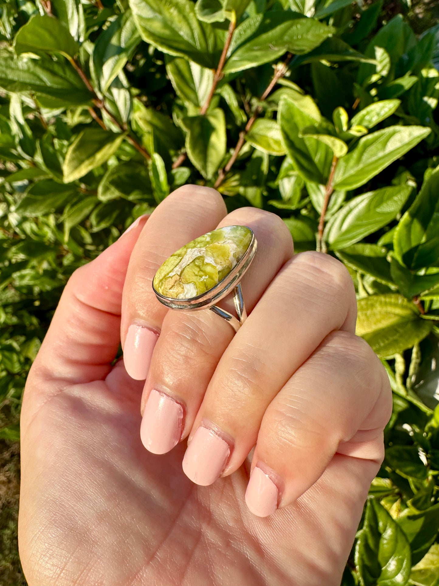 Handcrafted Lizardite Sterling Silver Ring Size 11, Unique Green Gemstone Jewelry, Elegant Women's Statement Ring, Natural Stone Ring, Gift for Her