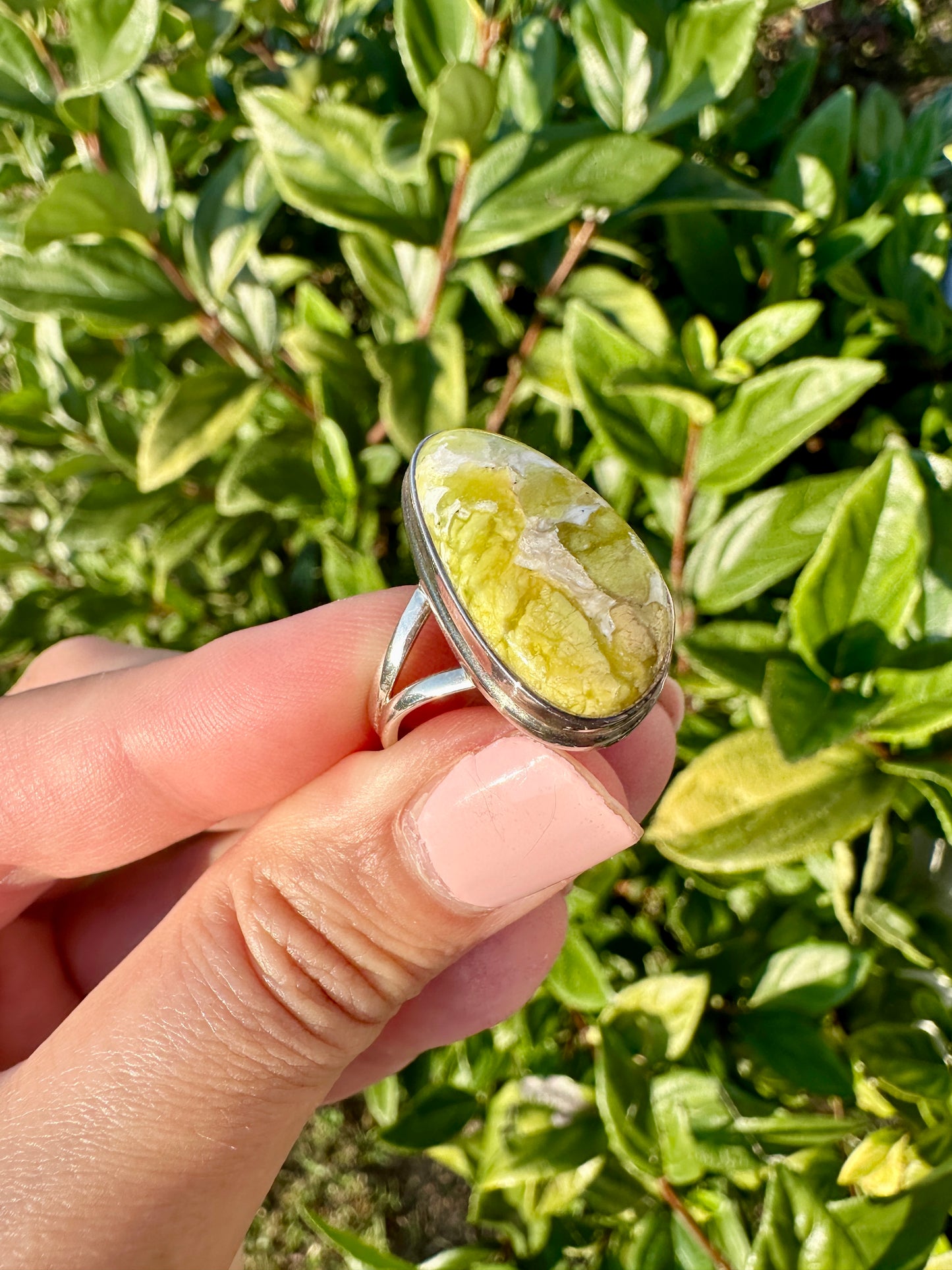 Handcrafted Lizardite Sterling Silver Ring Size 11, Unique Green Gemstone Jewelry, Elegant Women's Statement Ring, Natural Stone Ring, Gift for Her