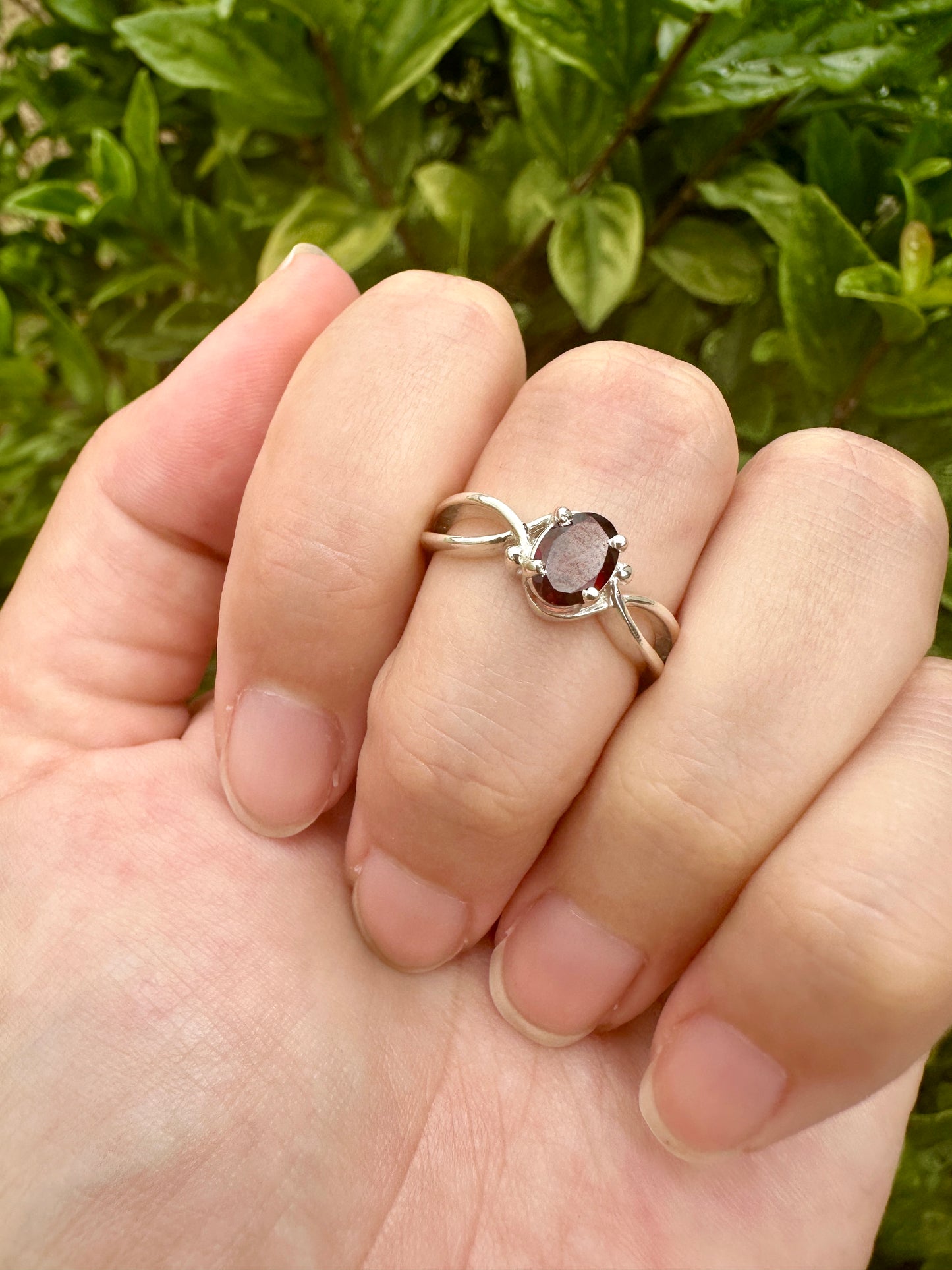 Sterling Silver Garnet Ring Size 8.5 - Elegant Handcrafted Jewelry with Vibrant Garnet Gemstone for Timeless Beauty and Charm