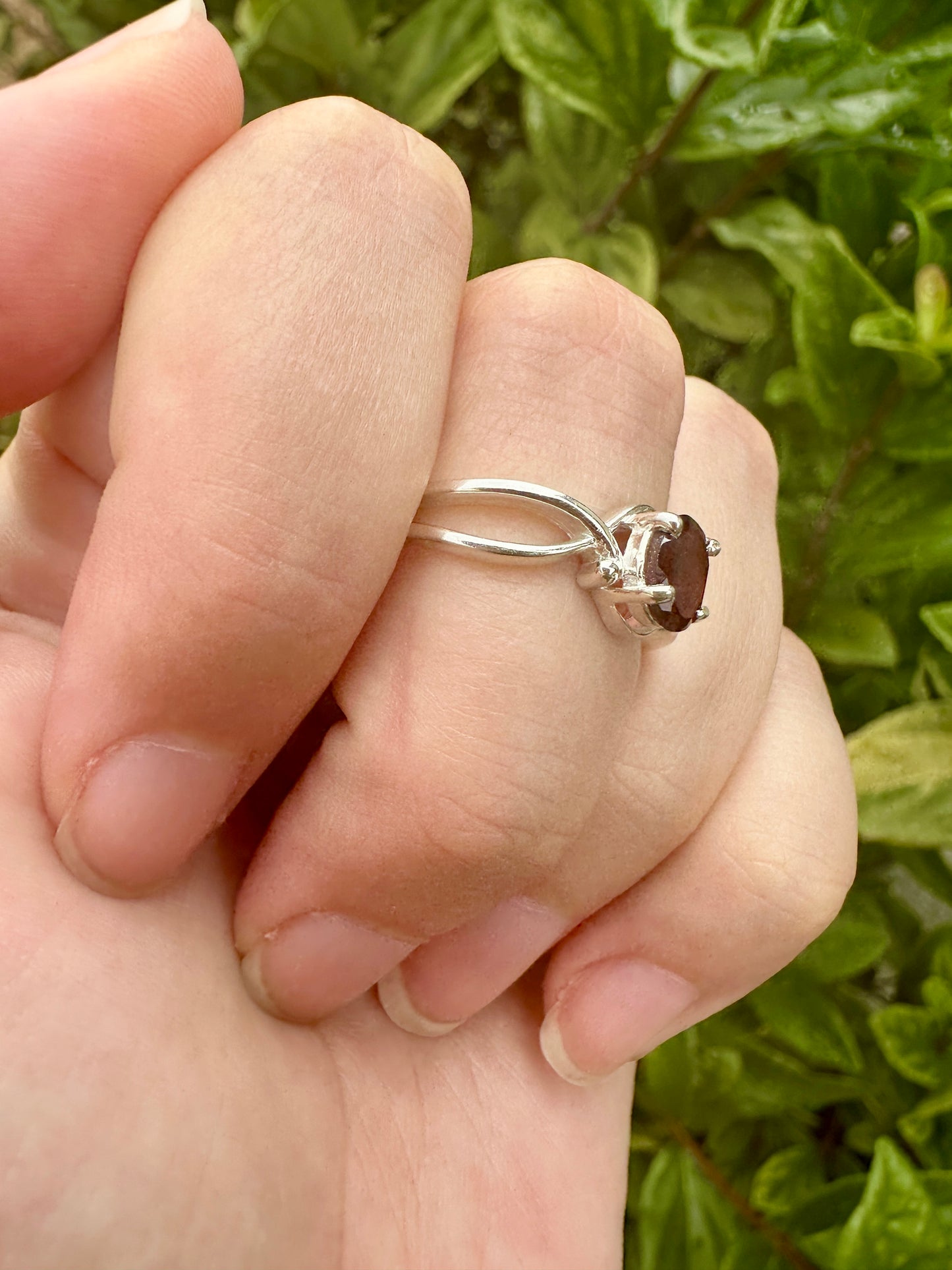 Sterling Silver Garnet Ring Size 8.5 - Elegant Handcrafted Jewelry with Vibrant Garnet Gemstone for Timeless Beauty and Charm