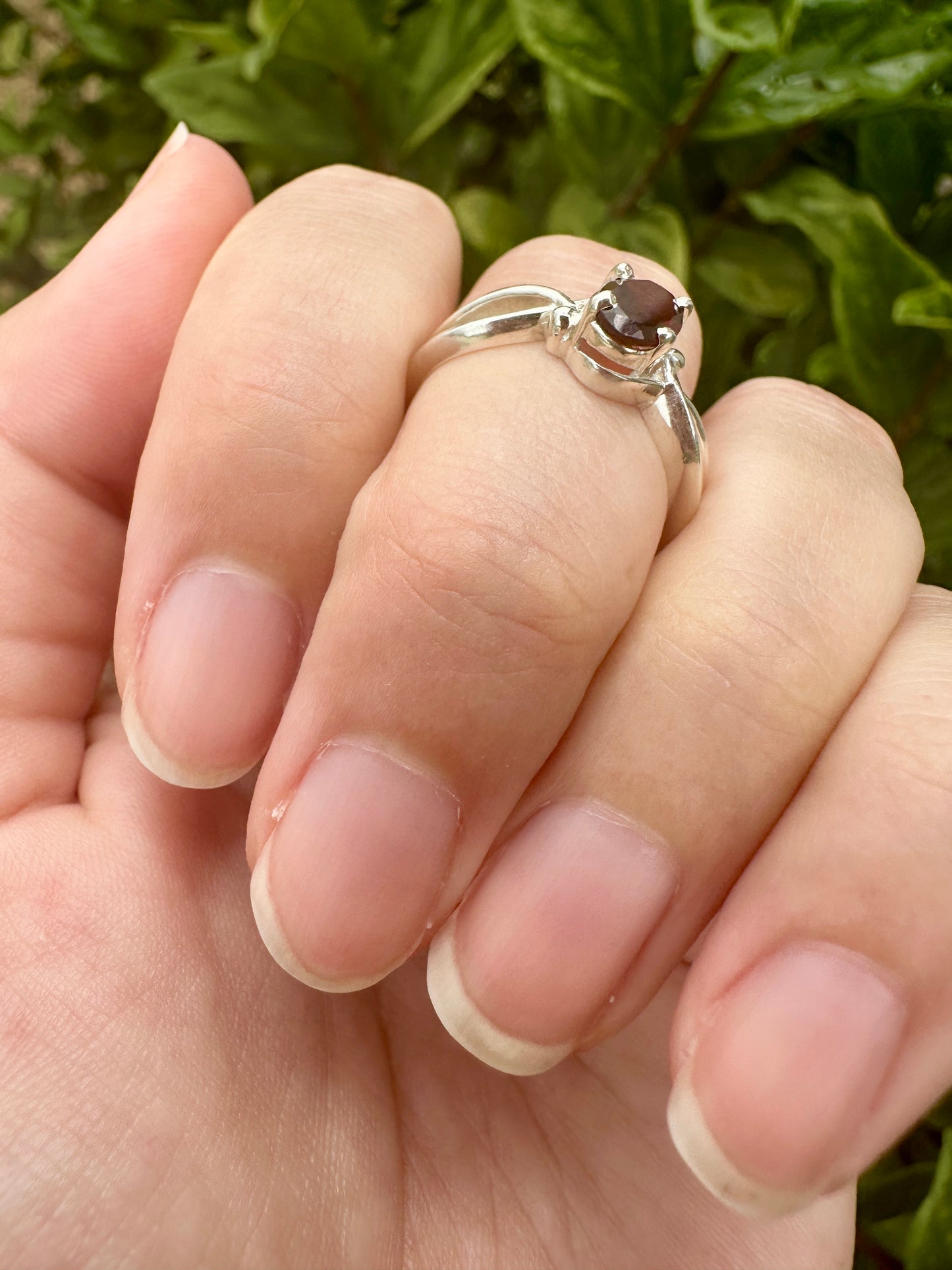 Sterling Silver Garnet Ring Size 8.5 - Elegant Handcrafted Jewelry with Vibrant Garnet Gemstone for Timeless Beauty and Charm